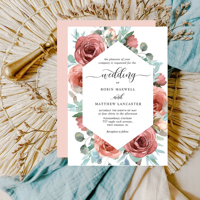 Invitación Boda Geométrico Eéreo Elegante Floral (Subido por el creador)