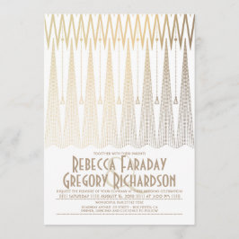 Invitación Boda geométrico elegante Art Deco Blanco y Oro