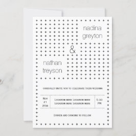 Invitación Boda geométrico elegante y moda en blanco y negro