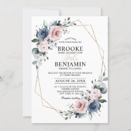 Invitación Boda geométrico Eucalyptus Dusty Blue Mauve