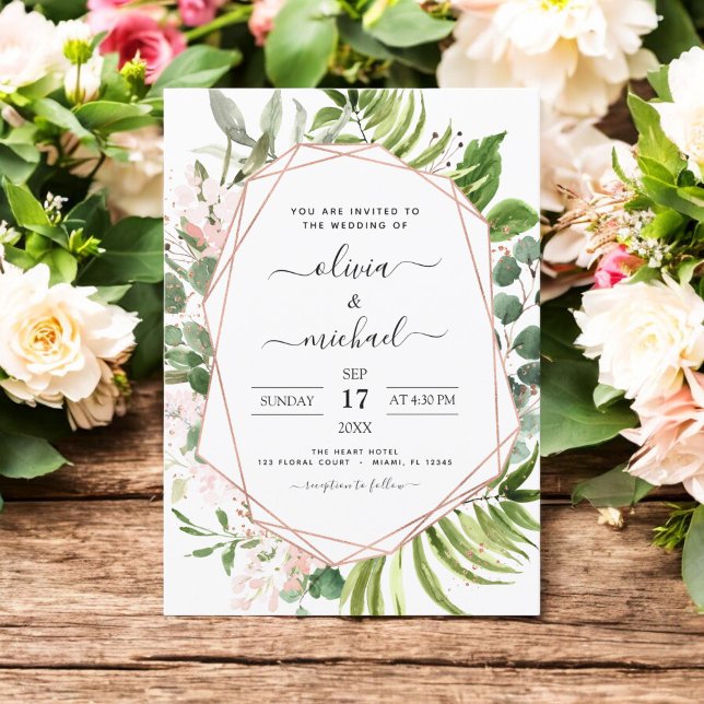 Invitación Boda geométrico Eucalyptus Greenery (Subido por el creador)