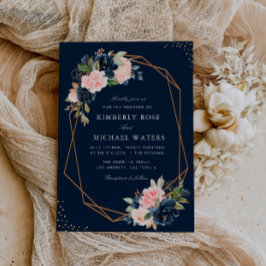 Invitación Boda geométrico floral de acuarela marina y de col
