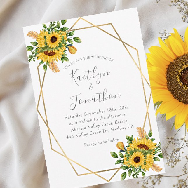 Invitación Boda geométrico floral de girasol ruso (Subido por el creador)