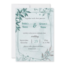 boda geométrico floral de hojas azules románticas