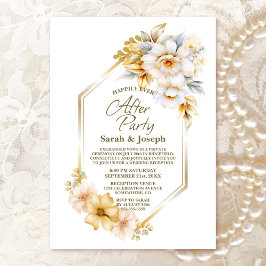 Invitación Boda geométrico floral de oro blanco después del F