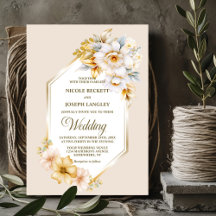 Boda Geométrico Floral de oro blanco elegante