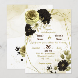 Invitación Boda geométrico floral de oro marrón asombroso