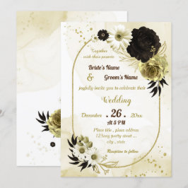 Invitación Boda geométrico floral de oro marrón asombroso