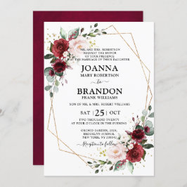 Invitación Boda geométrico floral de Rubor en Borgoña