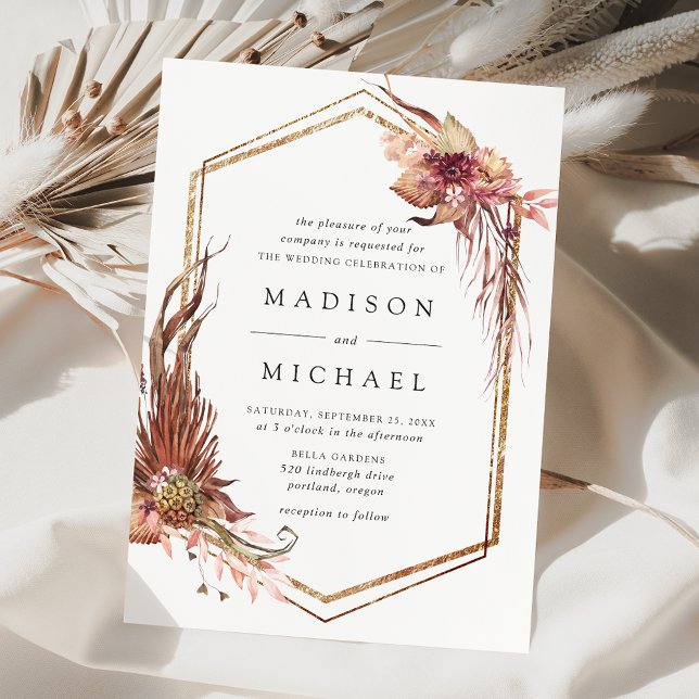 Invitación Boda Geométrico Floral del Desierto Boho (Subido por el creador)