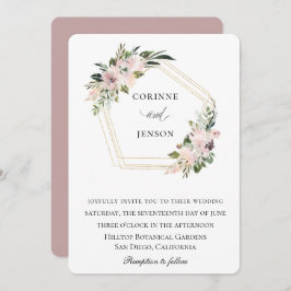 Invitación Boda Geométrico Floral Dusty Mauve