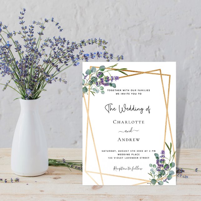 Invitación Boda geométrico floral Eucalyptus lavender (Subido por el creador)