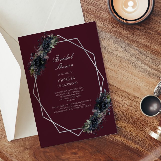 Invitación Boda geométrico floral gótico oscuro  de novias (Subido por el creador)