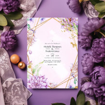 Boda Geométrico Floral Purple and Gold