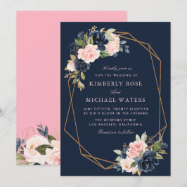 Invitación Boda geométrico floral rosa de la flor de la marin