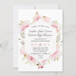 Invitación Boda Geométrico Floral Rosa Rubor bonito