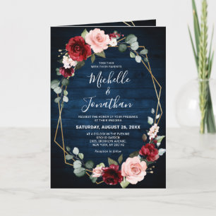Invitación Boda geométrico floral Rubor de la Marina de Borgo