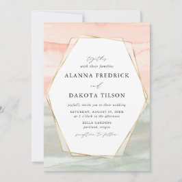 Invitación Boda Geométrico Gold de acuarela de Rubor y Sage