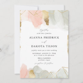 Invitación Boda Geométrico Gold de acuarela de Rubor y Sage