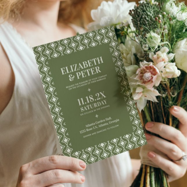 Invitación Boda geométrico Green Retro 70 (Subido por el creador)