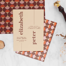 Invitación Boda geométrico Groovy Brown Retro 70