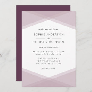 Invitación Boda Geométrico Mauve Layered y Púrpura Oscuro