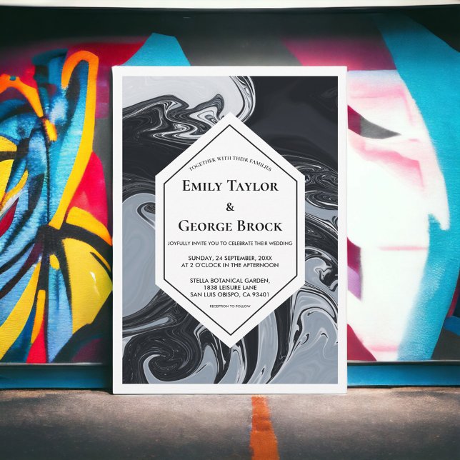 Invitación Boda Geométrico Mínimo De Resumen Blanco Y Negro (Subido por el creador)