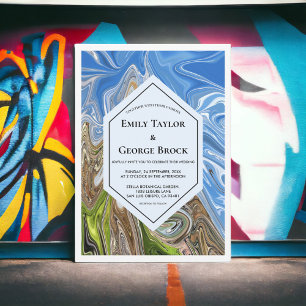 Invitación Boda geométrico mínimo de tonos verdes de la Tierr