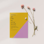 Invitación Boda geométrico moderno de bloque de color amarill<br><div class="desc">Invitación a matrimonio geométrico moderno con bloques de color morado y amarillo</div>