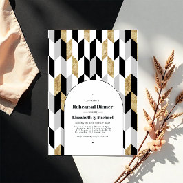 Invitación Boda geométrico moderno ensayar cena