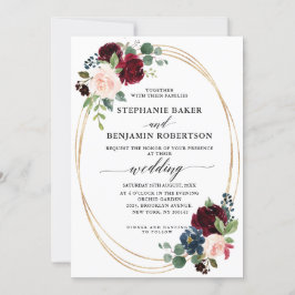 Invitación Boda geométrico moderno floral de la Marina Roja d