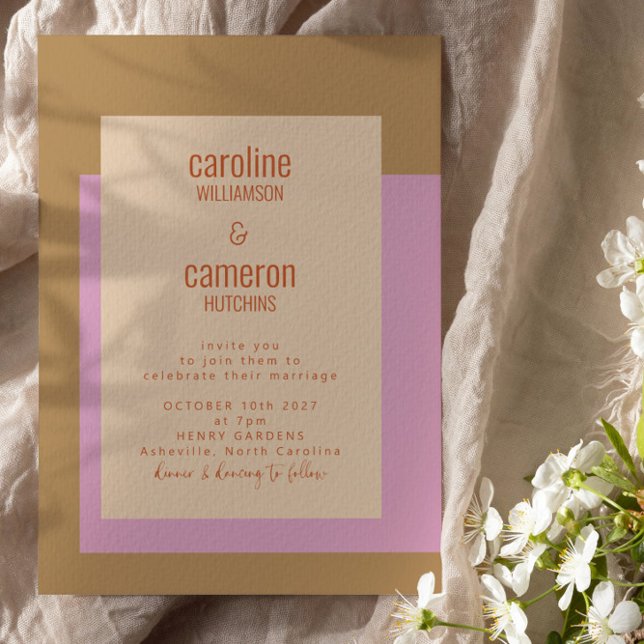 Invitación Boda geométrico moderno Lilac Gold Terracotta (Subido por el creador)