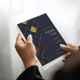 Invitación Boda Geométrico Navy Blue & Gold