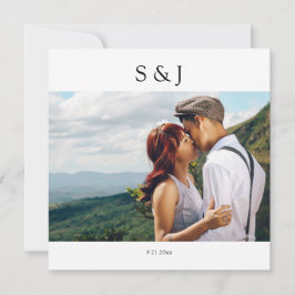 Invitación Boda Geométrico Photo Square White & Black 2