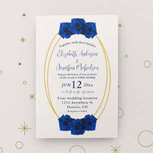 Invitación Boda Geométrico Real Azul y Oro