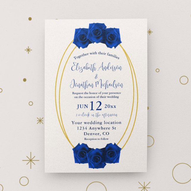 Invitación Boda Geométrico Real Azul y Oro (Subido por el creador)