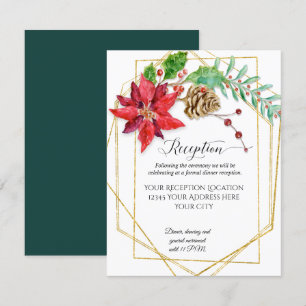 Invitación Boda Geométrico Red Floral Gold Green navidades