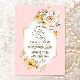 Invitación Boda Geométrico Rosa Floral Blanco Después Del Fie