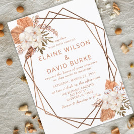 Invitación Boda Geométrico Rustic Terracotta Boho Pampas
