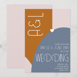 Invitación Boda Geometrics Terracota Rosa Azul Moderna