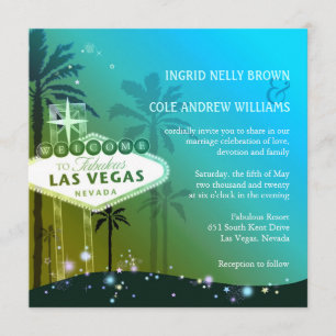 Invitación Boda Glam Blue Las Vegas