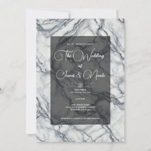 Invitación Boda Glam mármol gris y blanco chic
