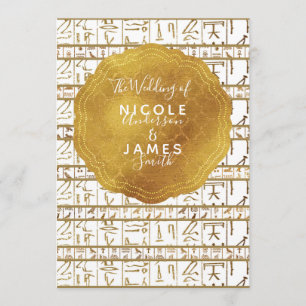 Invitación Boda Glam Moderna Chic Egipcia Egipcia Blanca Dora