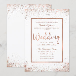 Invitación Boda Glam Rosa Oro Moderno Chic