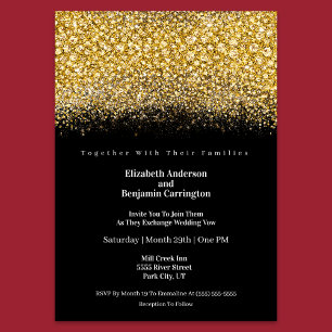 Invitación Boda Glamour Oro Joyas Brillantes