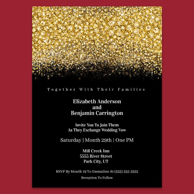 Invitación Boda Glamour Oro Joyas Brillantes (Subido por el creador)