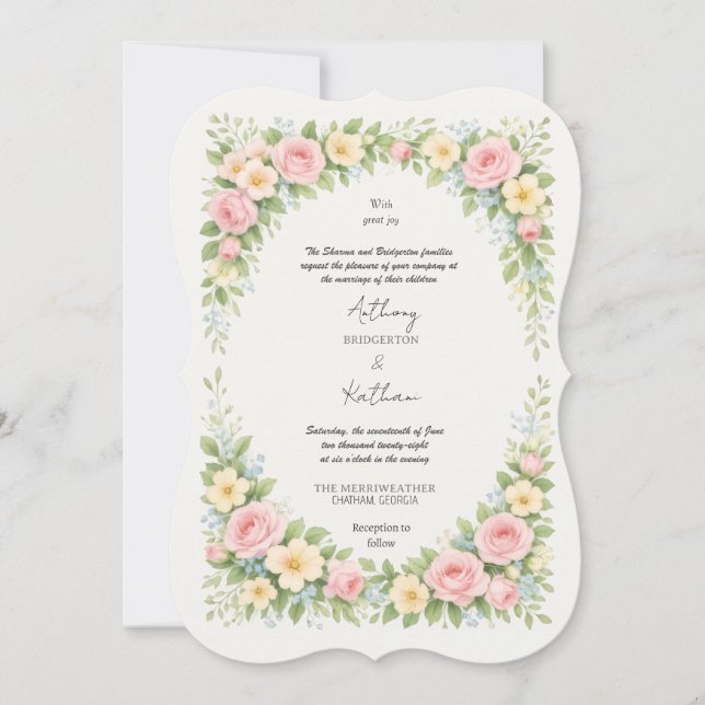 Invitación Boda Glamurosa en el Jardín de la Regencia por Bri (Anverso)