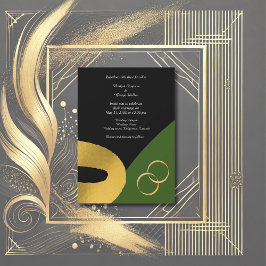 Invitación boda glamuroso de anillo dorado tricolor