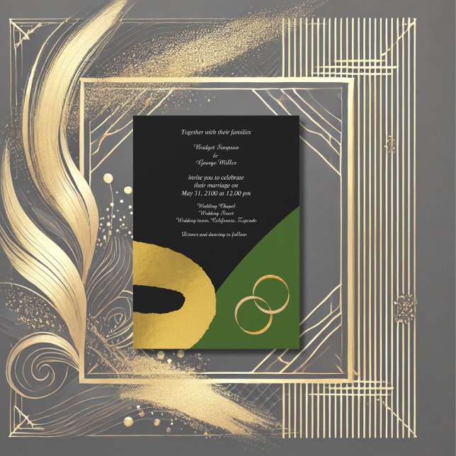 Invitación boda glamuroso de anillo dorado tricolor (Subido por el creador)