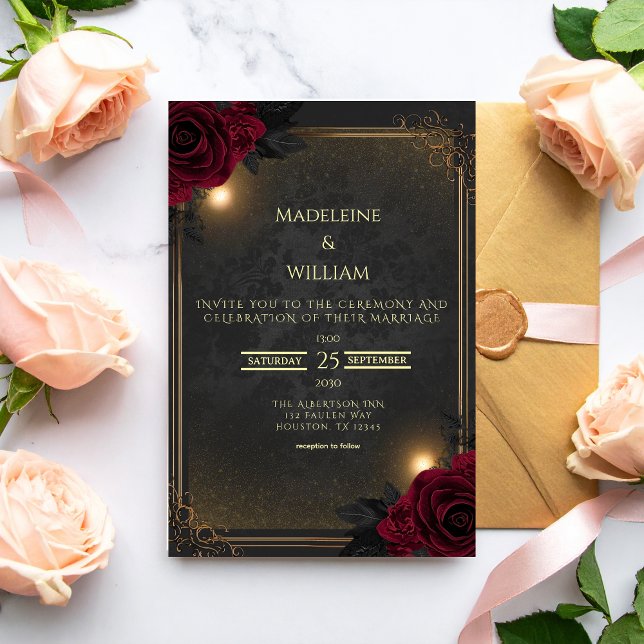 Invitación Boda Glamuroso Gótico de Lujo Elegante (Subido por el creador)